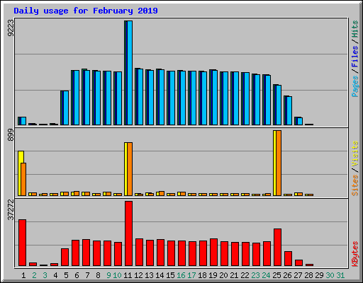 Daily usage for February 2019