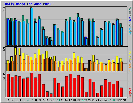 Daily usage for June 2020