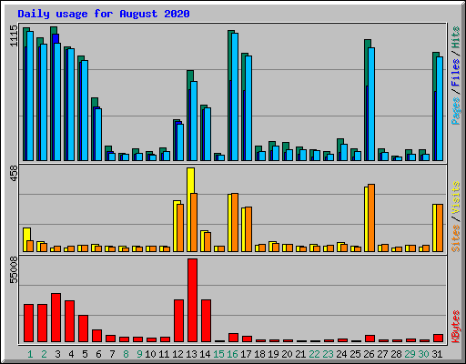 Daily usage for August 2020