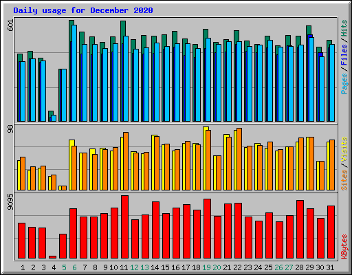 Daily usage for December 2020