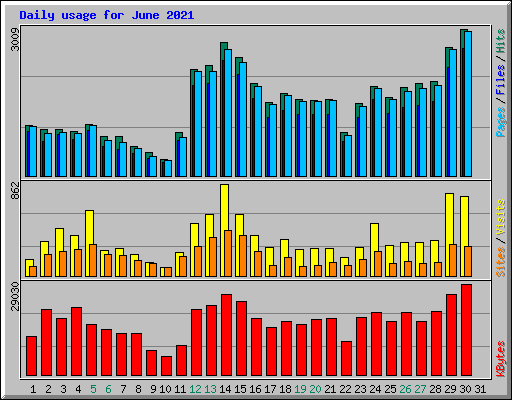 Daily usage for June 2021