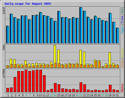 Daily usage for August 2022