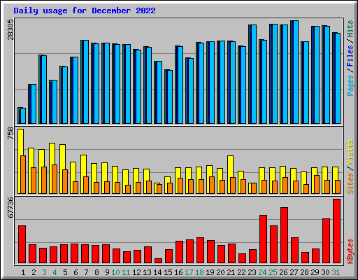 Daily usage for December 2022