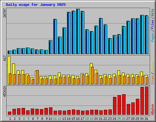 Daily usage for January 2025