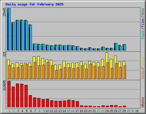 Daily usage for February 2025