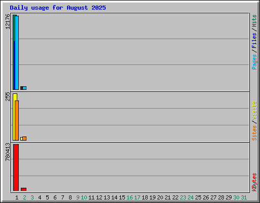 Daily usage for August 2025