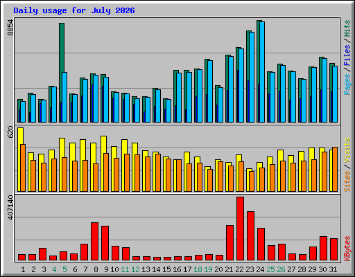 Daily usage for July 2026