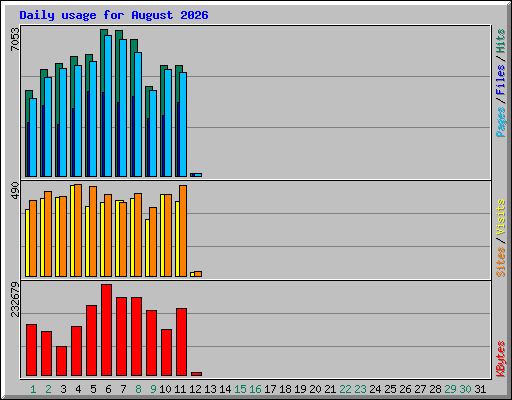 Daily usage for August 2026