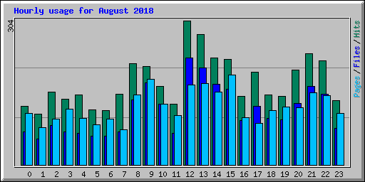 Hourly usage for August 2018